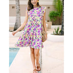 Damen Rüschenshirt Floral Midi Kleid