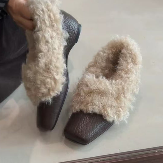 Damen Mokassins mit flauschigem Kragen und stylischem Design R&B