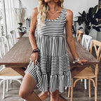 Damen Sommerliches Streifenkleid mit voluminösem Rüschensaum R&B