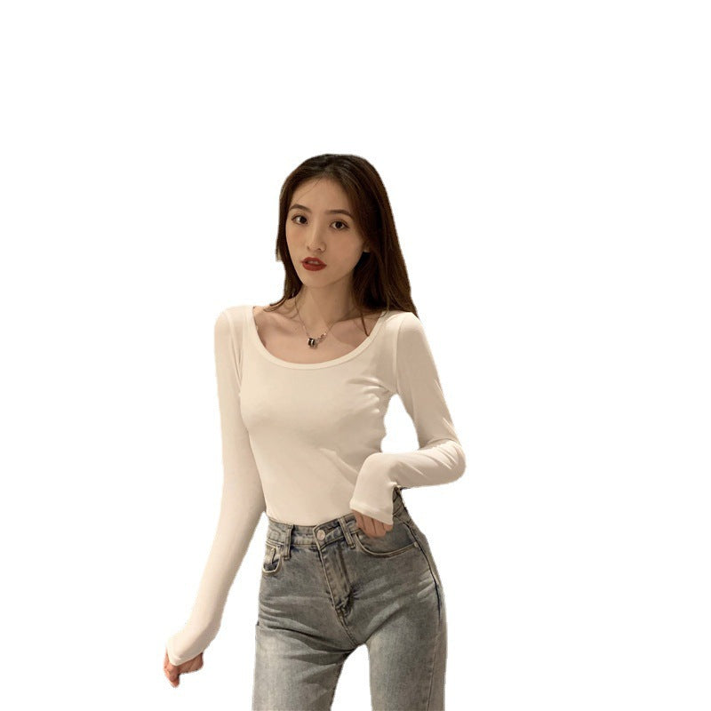 Damen Langarm-Bodysuit mit tiefem Ausschnitt und figurbetontem Schnitt R&B