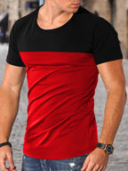 Herren Rundhals T-Shirt mit farblich abgesetztem Design und hohem Tragekomfort