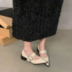 Damen elegante Ballerina-Pumps mit modischem Riemchen und stilvollem Blockabsatz R&B