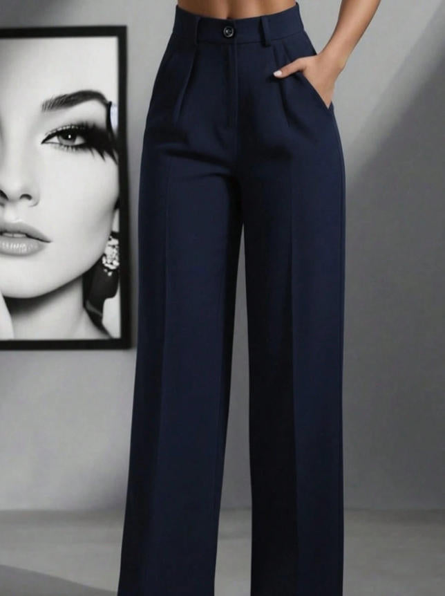 Damen elegante weite Bundfaltenhose R&B