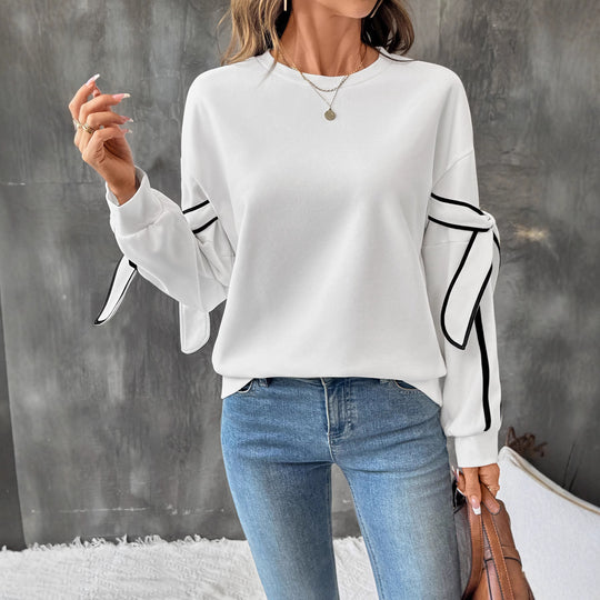 Damen sportliches Sweatshirt mit kontrastierenden Ärmeldetails R&B
