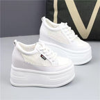 Damen Plateau Sneakers mit atmungsaktivem Netzdesign und rutschfester Sohle