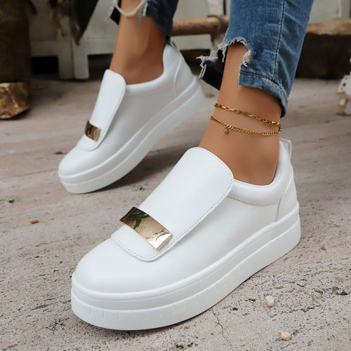 Damen Slip-On Sneakers mit glänzendem Riemen und komfortabler Sohle R&B