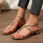 Damen Fußfreundliche Riemensandaletten mit Perlenschmuck und elegantem Design R&B