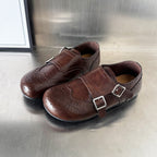 Damen Elegante Mokassins mit klassischem Broguemuster und dekorativen Doppelschnallen R&B