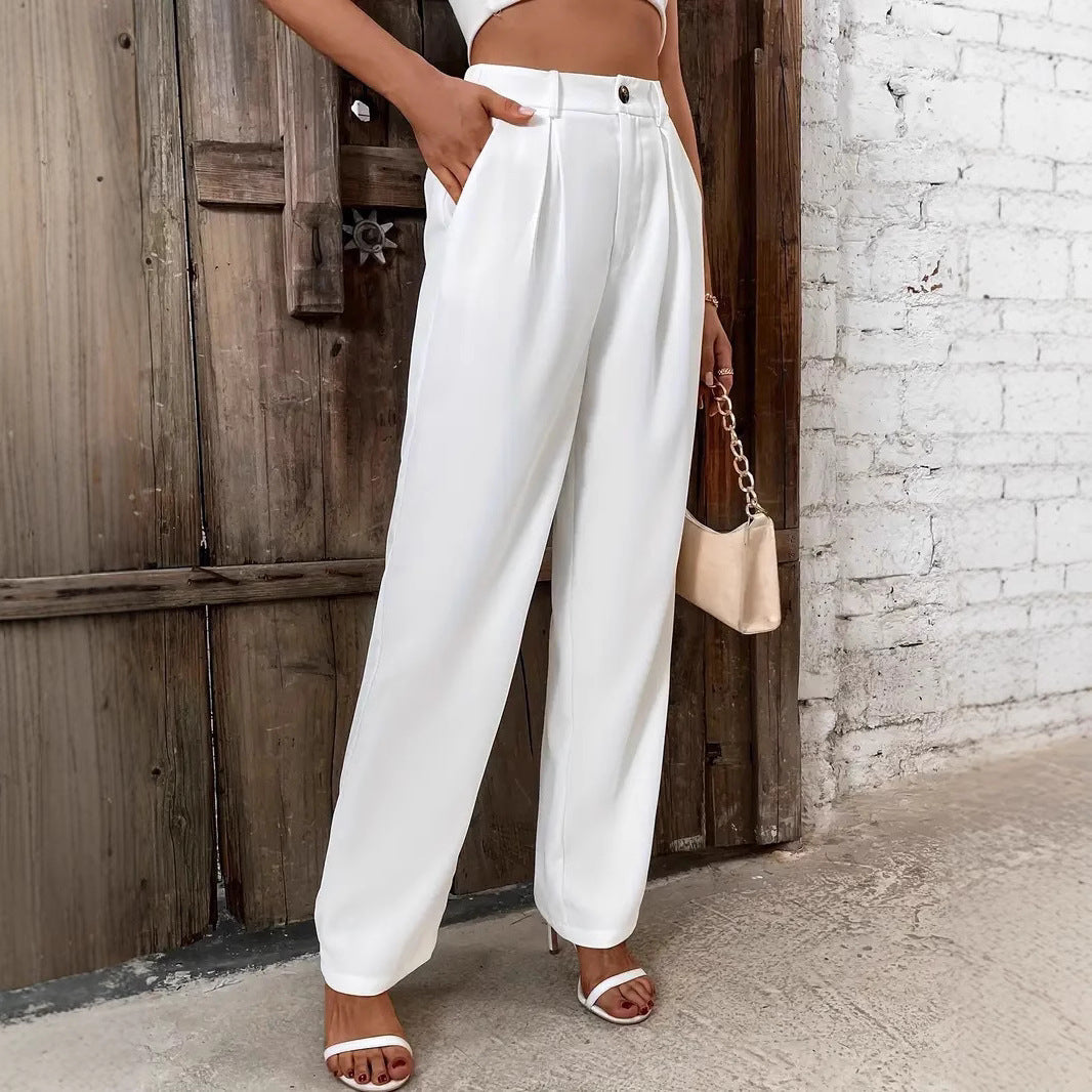 Damen weite Culotte-Hose mit elegantem Hochbund und plissierten Details