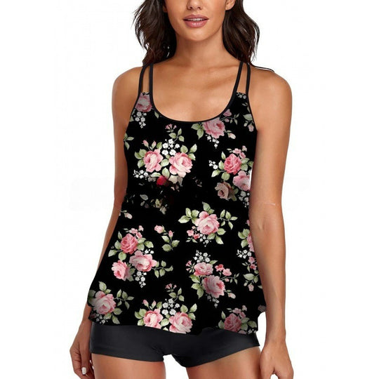 Damen Sportliches Tankini-Set mit bequemem Shorts und verstellbaren Trägern R&B