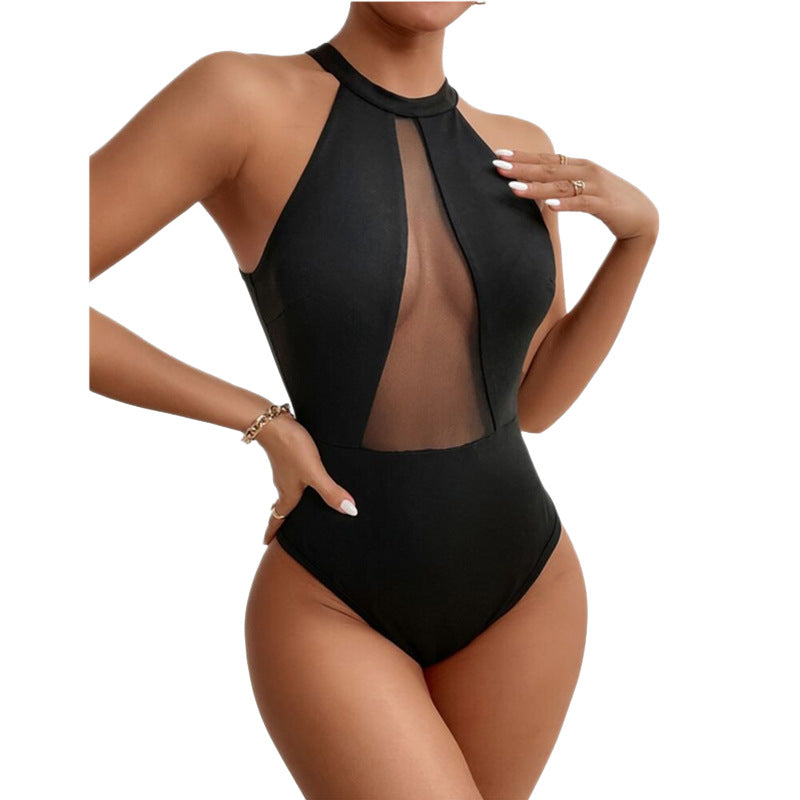 Damen Einteiliger Badeanzug mit transparenten Einsätzen R&B