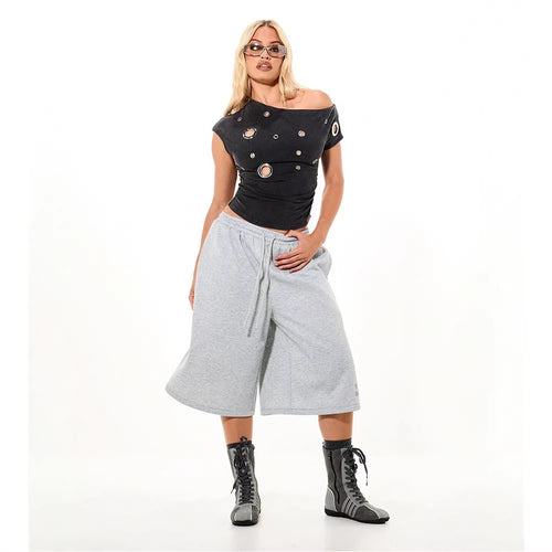Damen Asymmetrisches Oberteil mit dekorativen Ösen R&B