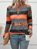 Damen Langarmshirt mit schimmernden Streifen und Knopfdetails R&B