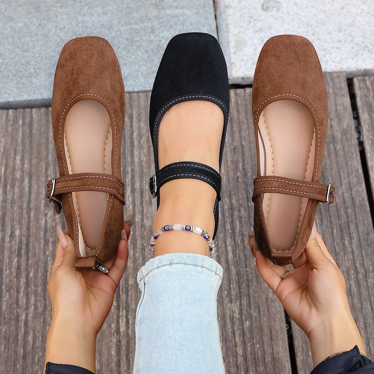Damen Elegante Ballerinas mit verstellbarem Riemen R&B