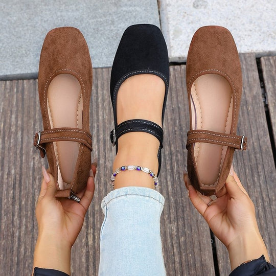 Damen Elegante Ballerinas mit verstellbarem Riemen R&B