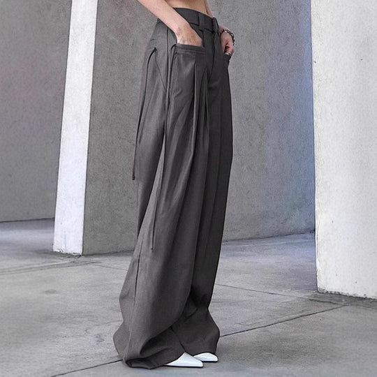 Damen Weite Plissee-Hose mit seitlichen Taschen und eleganter Bundführung R&B