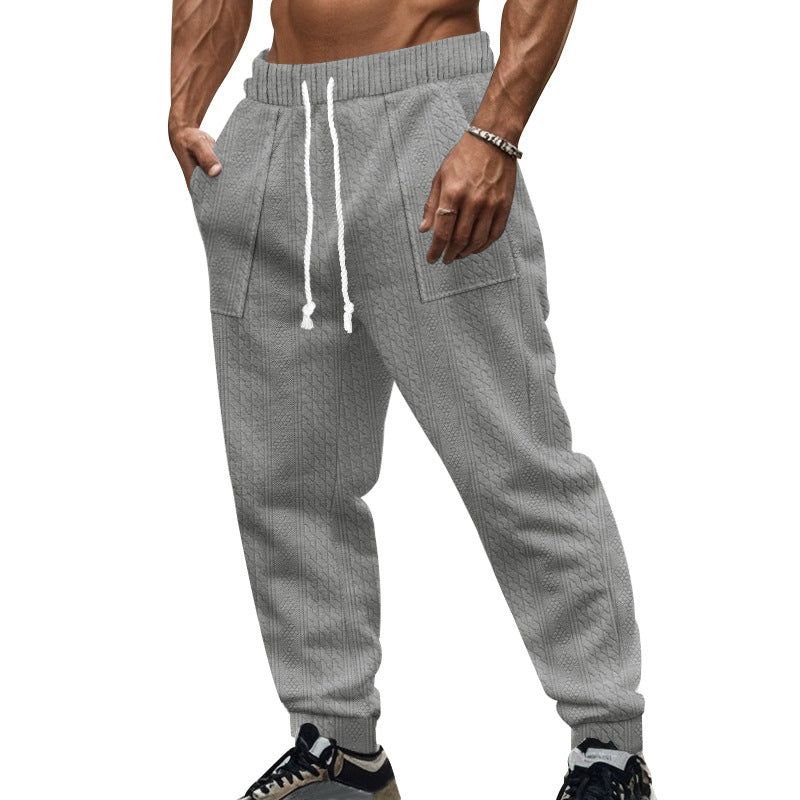 Herren nan Zopfmuster-Strickjogger mit Kordelzugbund und aufgesetzten Taschen R&B