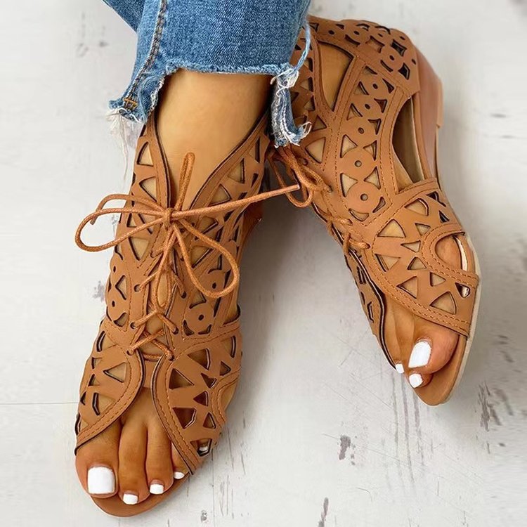 Damen Schnürsandalen mit luftiger Cut-Out-Optik und rutschfester Sohle R&B
