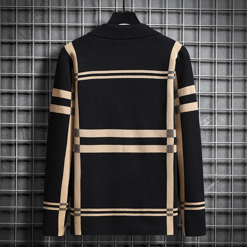 Herren modische Strickjacke mit einzigartigem Karomuster R&B