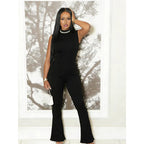 Damen Eleganter Jumpsuit im figurbetonten Schnitt mit hohem Kragen R&B