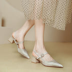 Damen Slingback-Pumps mit elegantem Riemen und blockiertem Absatz