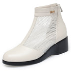 Damen Modische Stiefeletten mit durchlässigem Netzmaterial und bequemem Absatz