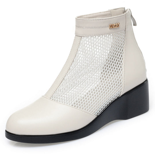Damen Modische Stiefeletten mit durchlässigem Netzmaterial und bequemem Absatz R&B