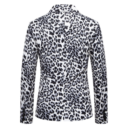 Herren stilvoller Blazer mit animalischem Muster und schmaler Passform R&B