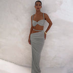 Damen Elegantes Maxikleid mit raffinierter Wickeloptik und verführerischen Details R&B