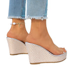 Damen Wedge-Sandalen mit transparentem Riemen und luxuriösem Kork-Design R&B