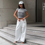 Damen Sportliches Set mit Figurbetontem Oberteil und weitem Hosen R&B