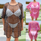 Damen transparenter Strandüberwurf mit funkelnden Sternen R&B