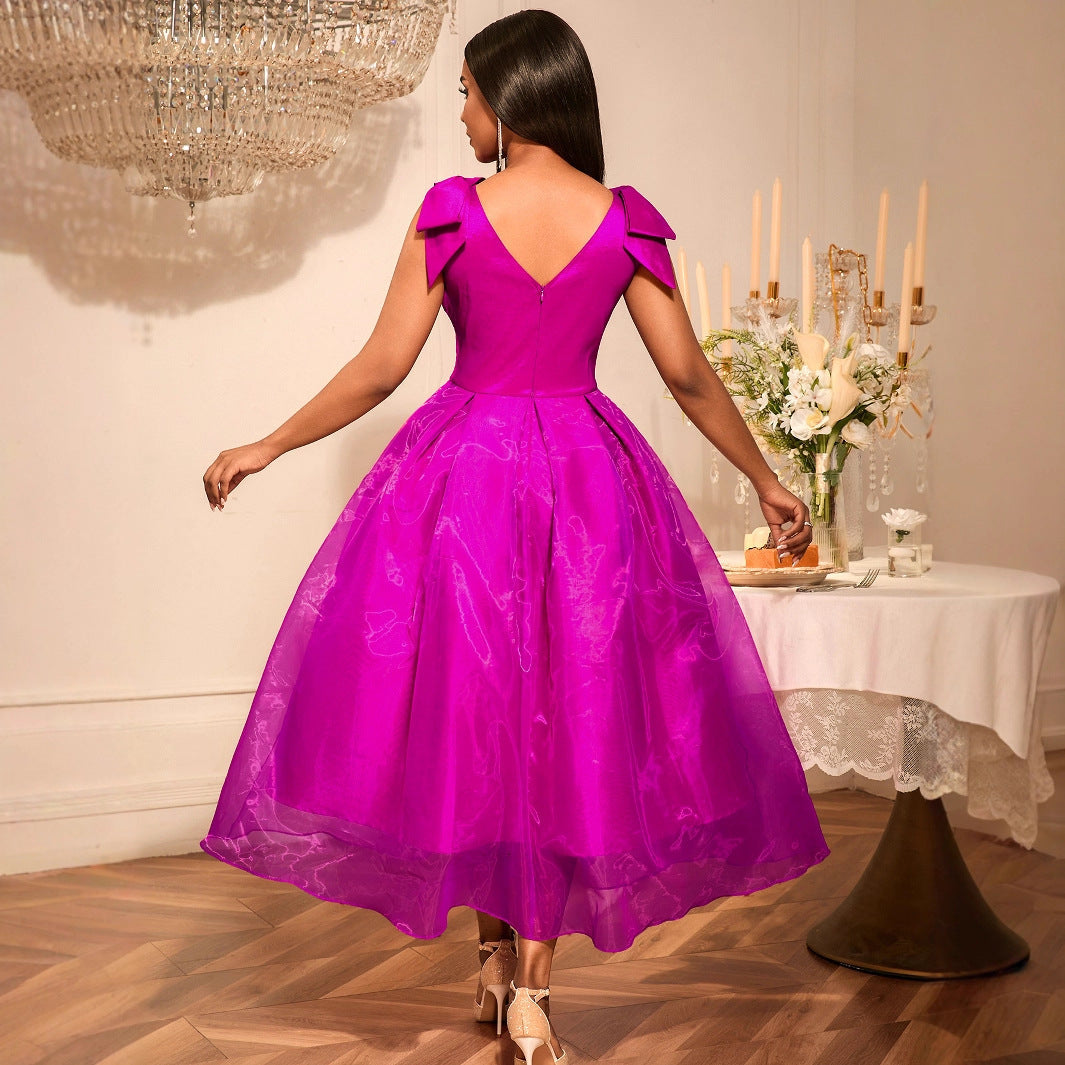 Damen Elegantes Abendkleid mit voluminösen Schleifenärmeln