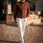 Herren elegante Wildlederjacke mit Stehkragen und seitlichen Eingrifftaschen R&B