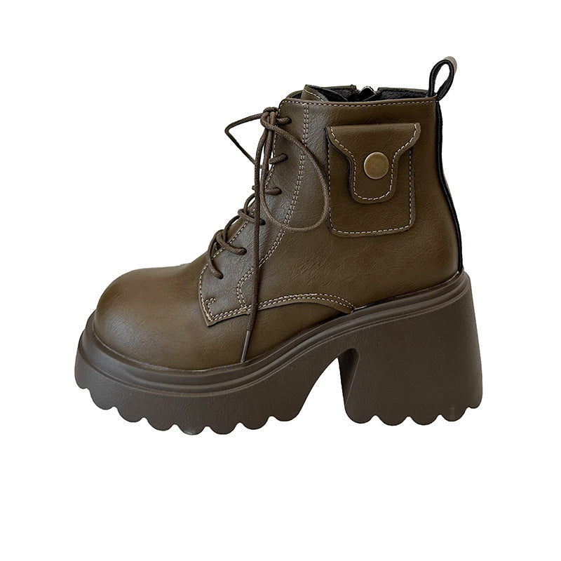 Damen Chunky Stiefel mit hohem Absatz und seitlichem Reißverschluss R&B