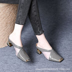 Damen Modische Mules mit einzigartigem Blockabsatz R&B
