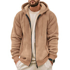 Herren nan Kapuzen-Sweatjacke mit durchgehendem Reißverschluss und Waffelstruktur R&B
