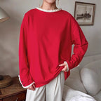 Damen eleganter Oversized-Pullover mit Rüschenärmeln R&B
