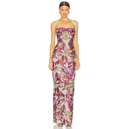 Damen Glamouröses Abendkleid mit schillernden Pailletten und taillierter Silhouette R&B