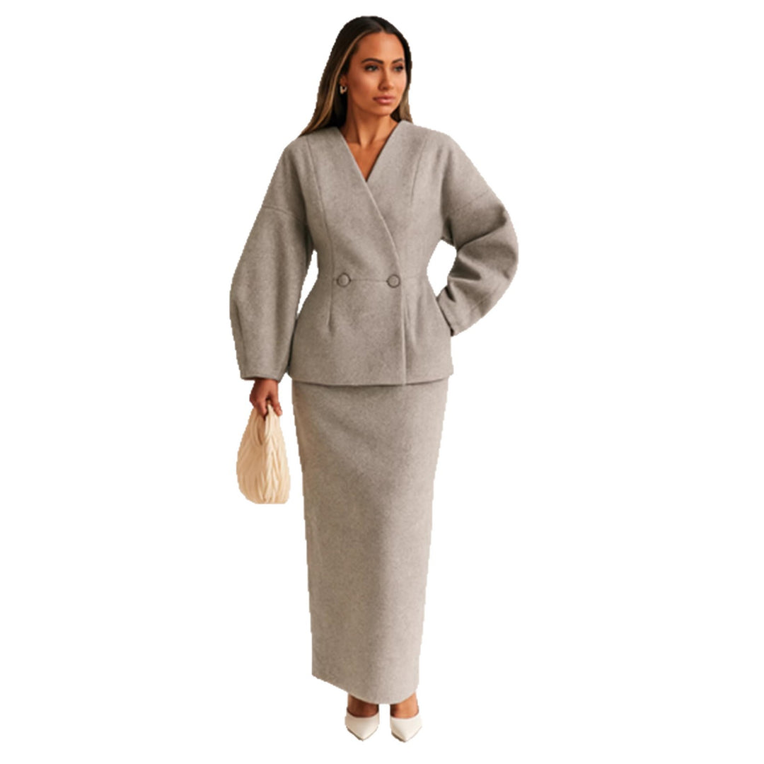 Damen Elegantes Bleistiftkleid mit schickem Blazer-Oberteil und Puffärmeln R&B