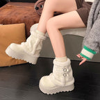 Damen Stiefeletten mit flauschigem Innenfutter und modischen Schnallendetails R&B
