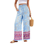 Damen Weite Sommerhose mit floralen Mustern und elastischem Bund R&B