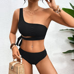 Damen Einseitiger Bikini mit floralem Design und seitlichem Knoten R&B