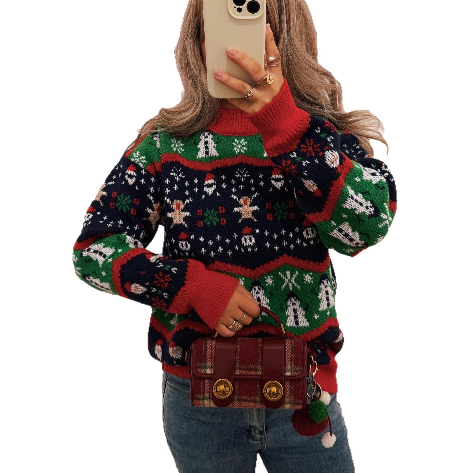 Damen Weihnachtspullover mit fröhlichem Motiv und lässigem Schnitt R&B