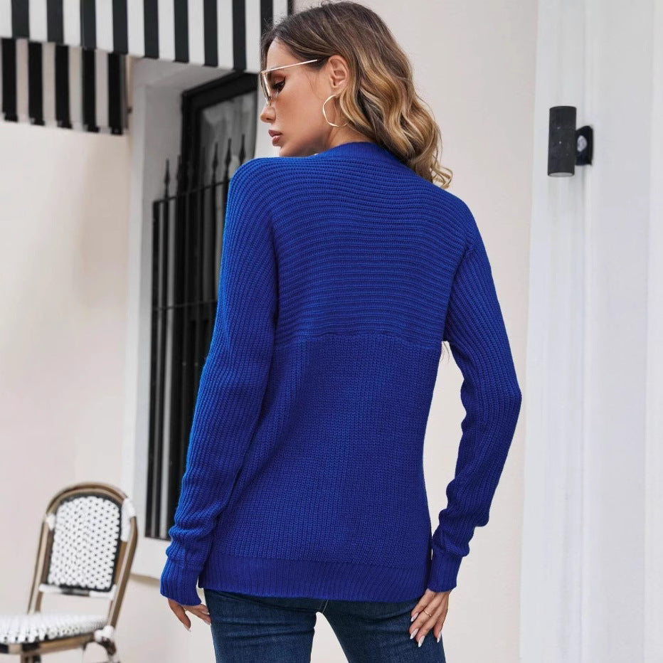 Damen modischer Grobstrickpullover mit strukturiertem Muster R&B