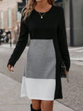 Damen Strickkleid im modernen Farbblockdesign R&B
