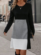 Damen Strickkleid im modernen Farbblockdesign R&B