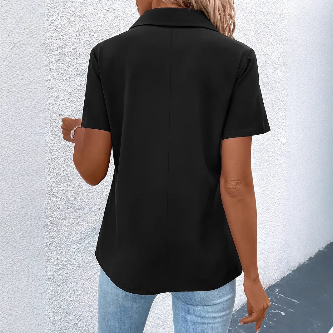 Damen Polo-Shirt mit modischem Reißverschluss und praktischen Brusttaschen R&B