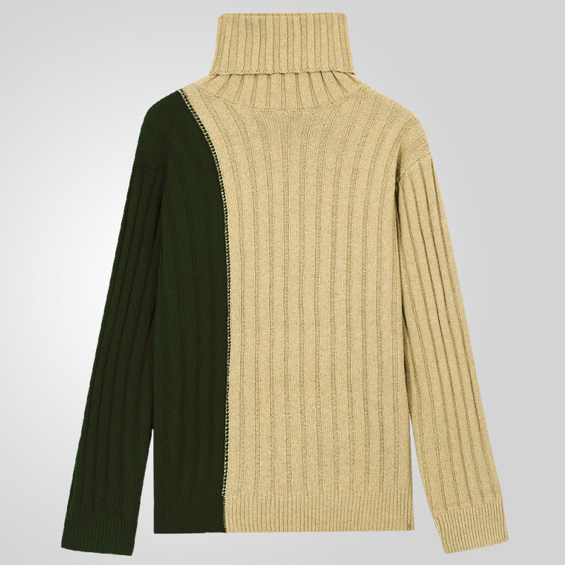 Herren Strickpullover mit modernem Stehkragen und farblich abgesetztem Design R&B
