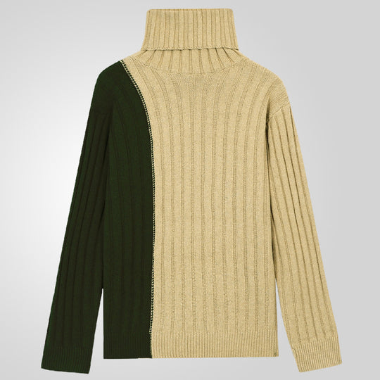 Herren Strickpullover mit modernem Stehkragen und farblich abgesetztem Design R&B